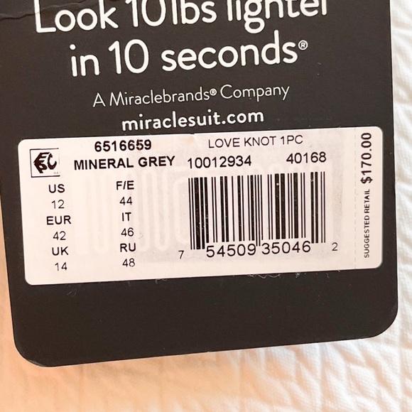 NWT Miraclesuit Love Knot Grey One Piece Swimsuit Size 12 - Picture 6 of 14